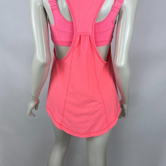 Lululemon Run For Your Money Tank Top Women 6 Built in Bra Pocket Coral‎ Neon - Picture 7 of 11